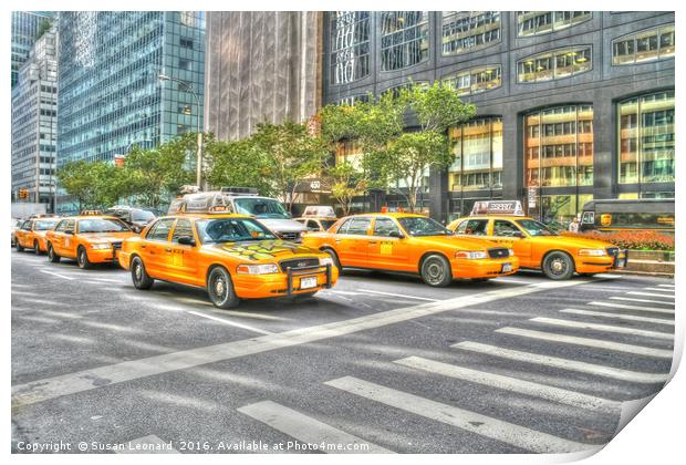 New York Cabs Print by Susan Leonard