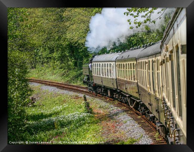 Train - Full steam ahead Framed Print by Susan Leonard