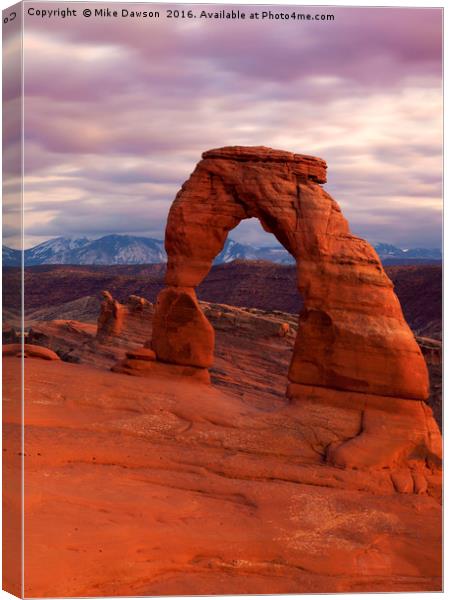 Delicate Arch Dusk Canvas Print by Mike Dawson