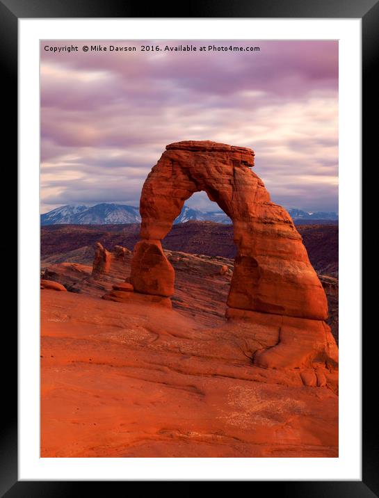 Delicate Arch Dusk Framed Mounted Print by Mike Dawson