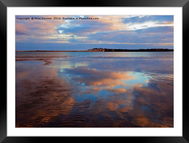 Goolwa Beach Reflections Framed Mounted Print by Mike Dawson