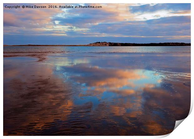 Goolwa Beach Reflections Print by Mike Dawson