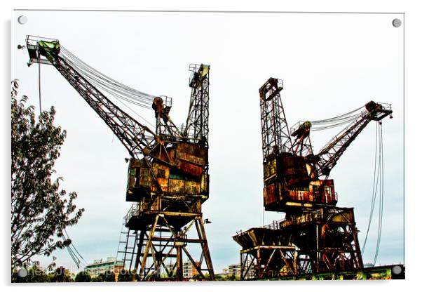 Cranes of Battersea Acrylic by Annette Johnson