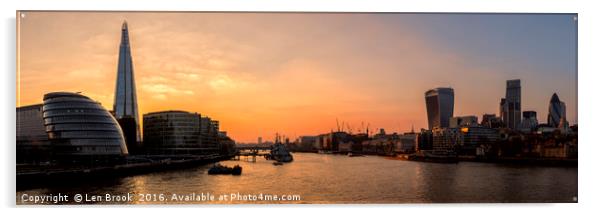 City of London Panorama Acrylic by Len Brook