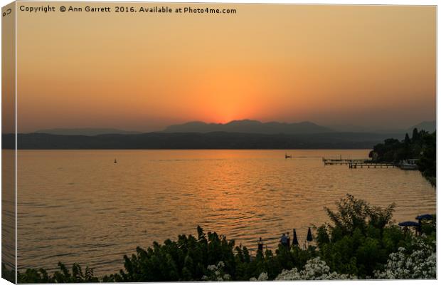 Lake Garda Sunset Canvas Print by Ann Garrett