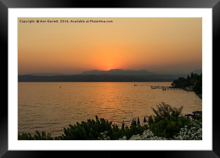 Lake Garda Sunset Framed Mounted Print by Ann Garrett