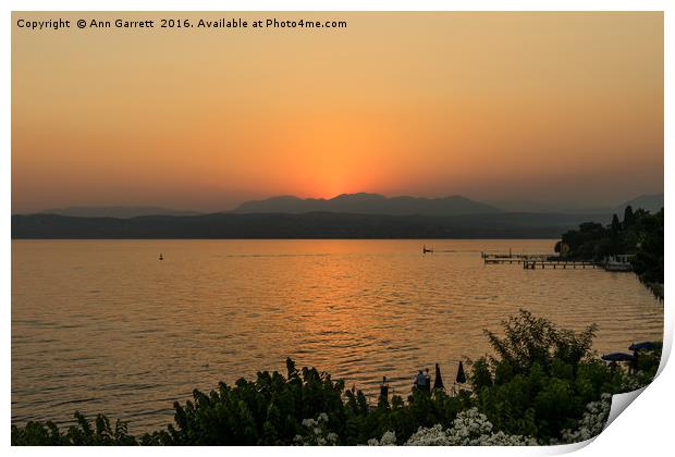 Lake Garda Sunset Print by Ann Garrett