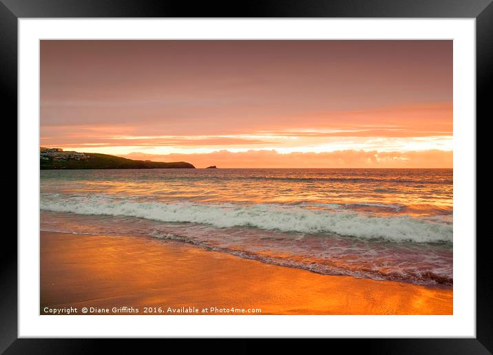 Fistral Beach Sunset, Newquay Framed Mounted Print by Diane Griffiths