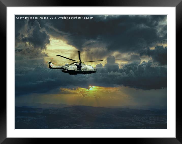 merlin helicopter  Framed Mounted Print by Derrick Fox Lomax