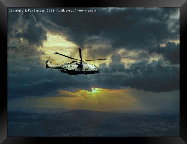 merlin helicopter  Framed Print by Derrick Fox Lomax