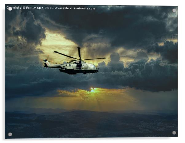 merlin helicopter  Acrylic by Derrick Fox Lomax