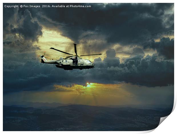 merlin helicopter  Print by Derrick Fox Lomax