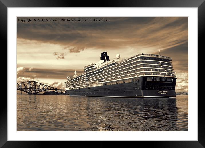 Liner Queen Elizabeth Framed Mounted Print by Andy Anderson
