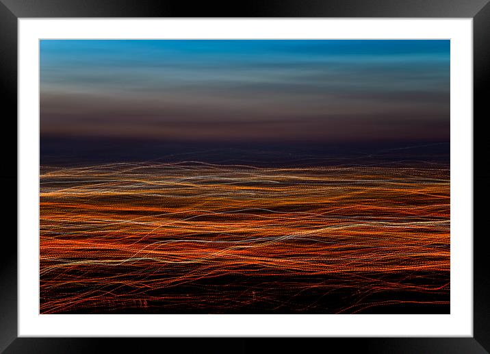 Trails of light at dusk Framed Mounted Print by Andrew Kearton