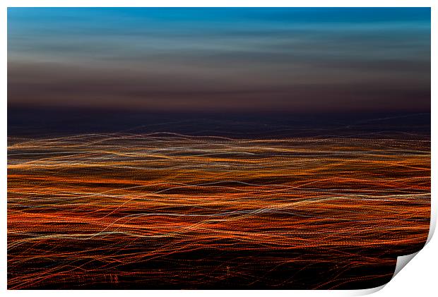 Trails of light at dusk Print by Andrew Kearton