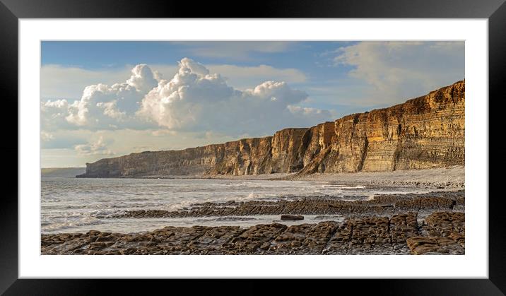 Cliffs and Clouds at Nash Point South Wales Coast Framed Mounted Print by Nick Jenkins
