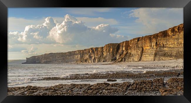 Cliffs and Clouds at Nash Point South Wales Coast Framed Print by Nick Jenkins