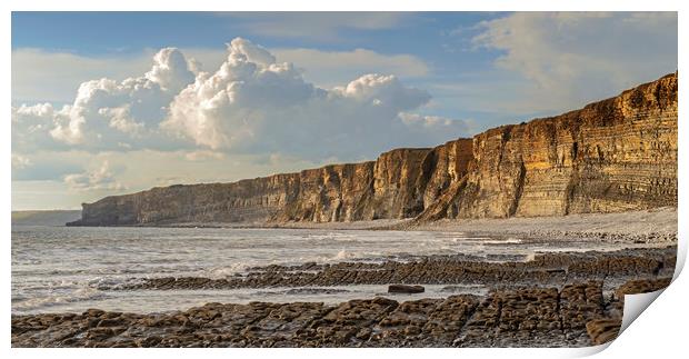 Cliffs and Clouds at Nash Point South Wales Coast Print by Nick Jenkins