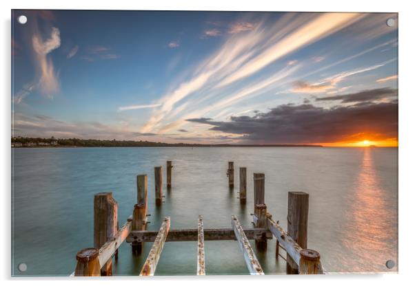 Sunset On Ryde Pier Acrylic by Wight Landscapes