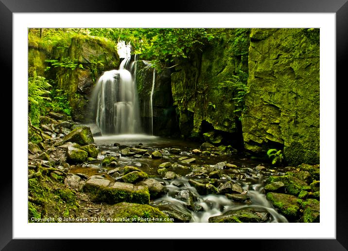 Lumsdale Falls, Upper Fall Framed Mounted Print by John Gent