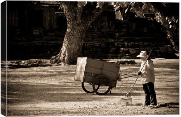 Phimai Worker Canvas Print by Annette Johnson