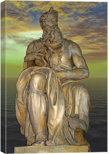 The Divine Power of Michelangelos Moses Canvas Print by Luigi Petro