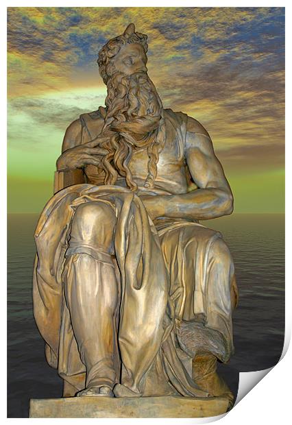 The Divine Power of Michelangelos Moses Print by Luigi Petro