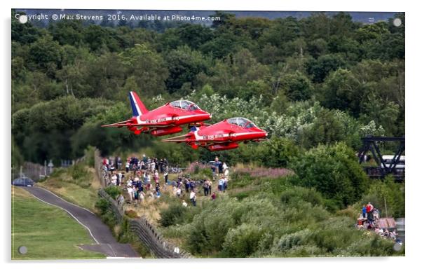 Classic Red Arrows take off at Farnborough Acrylic by Max Stevens