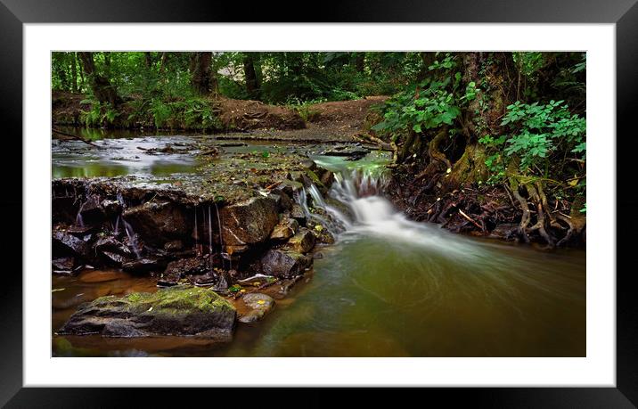Waterfall on The Moss                              Framed Mounted Print by Darren Galpin