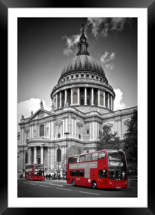 LONDON St. Paul’s Cathedral & Red Bus Framed Mounted Print by Melanie Viola