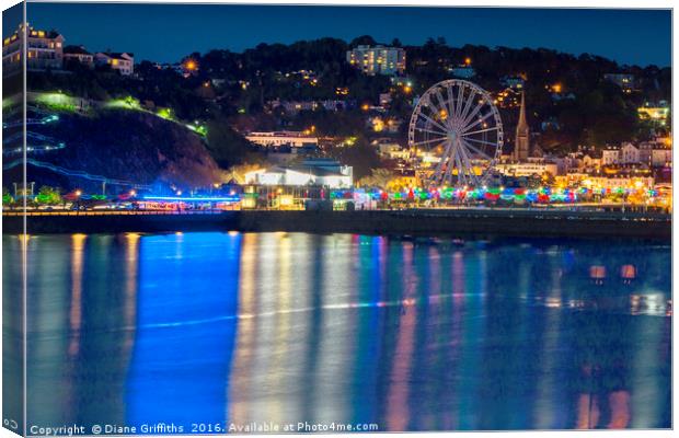 Torquay at night Canvas Print by Diane Griffiths