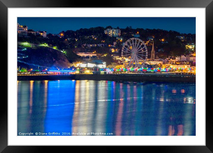 Torquay at night Framed Mounted Print by Diane Griffiths