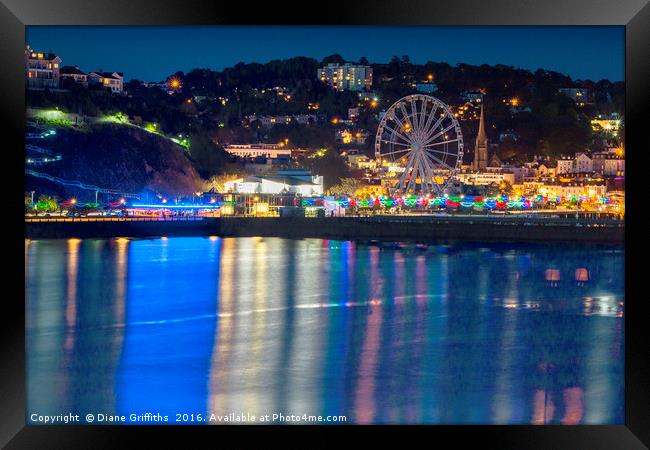 Torquay at night Framed Print by Diane Griffiths