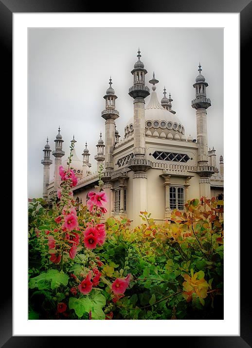 Brighton Royal Pavilion Behind Flowers Framed Mounted Print by Karen Martin