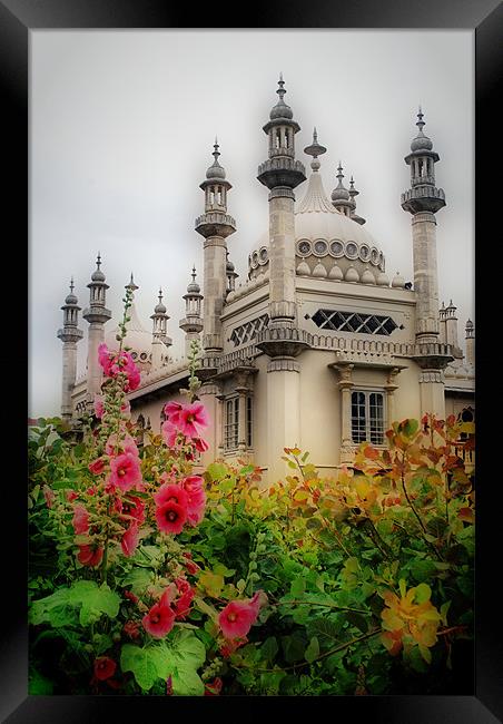 Brighton Royal Pavilion Behind Flowers Framed Print by Karen Martin