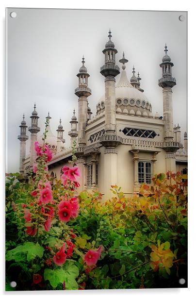 Brighton Royal Pavilion Behind Flowers Acrylic by Karen Martin