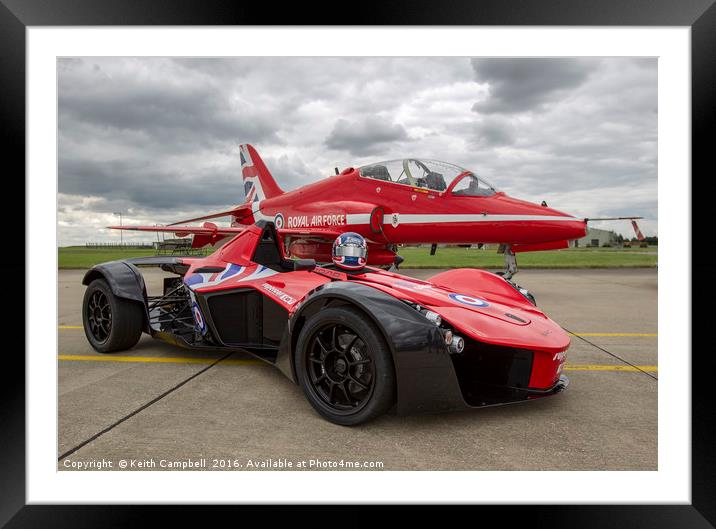 Red Arrows BAC Mono Framed Mounted Print by Keith Campbell