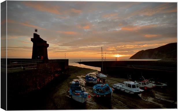 Lynmouth Harbour Sunrise Canvas Print by graham young