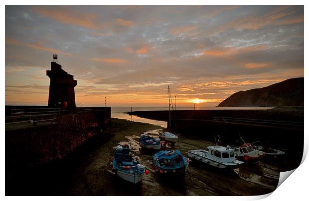 Lynmouth Harbour Sunrise Print by graham young