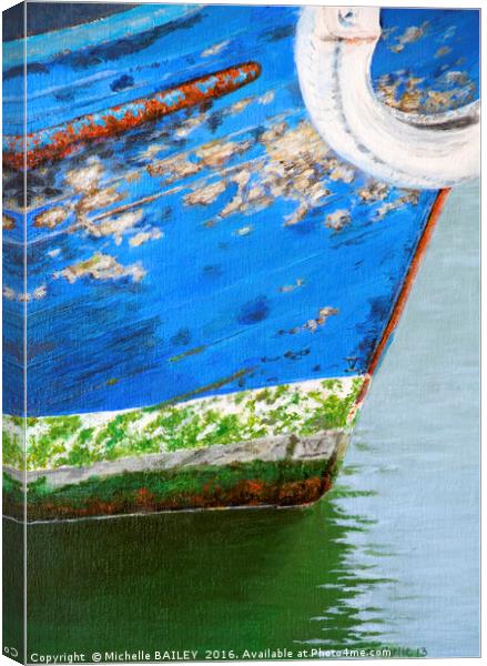Blue Boat Prow Canvas Print by Michelle BAILEY
