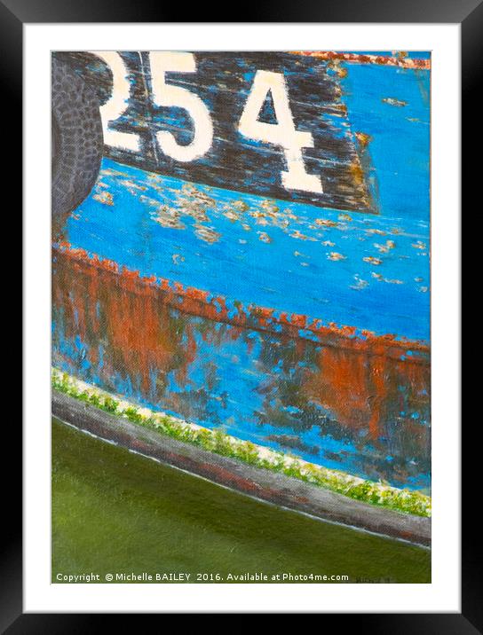 Blue Boat 254 Framed Mounted Print by Michelle BAILEY