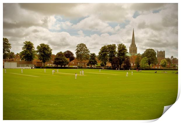 Cricket at Priory Park, Chichester Print by graham young