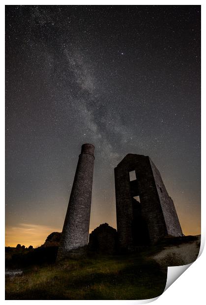 Milky Way Over Old Mine Buildings. No1 Print by Natures' Canvas: Wall Art  & Prints by Andy Astbury