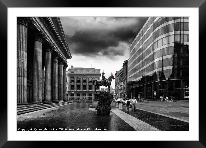 Gallery of Modern Art and The Duke of Wellington i Framed Mounted Print by Les McLuckie