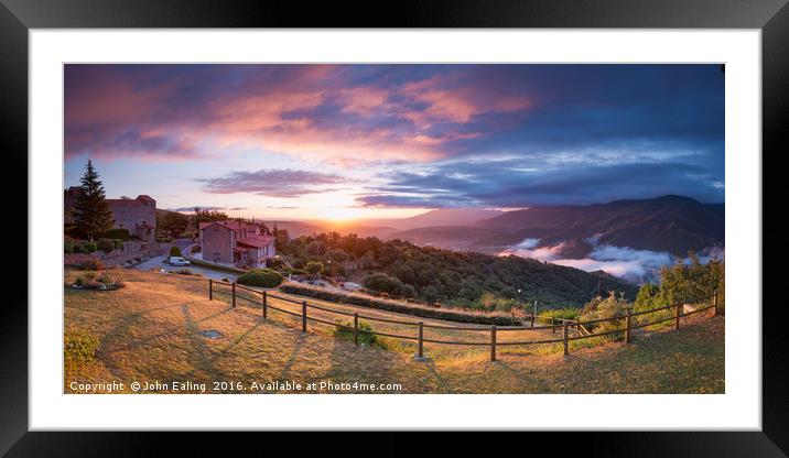 Sunrise from Montbolo Framed Mounted Print by John Ealing
