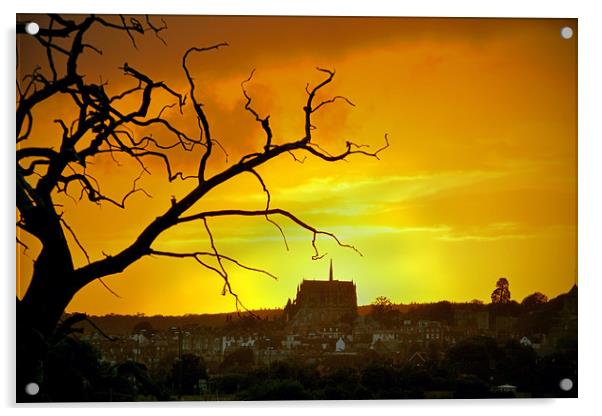 Sunset Over Arundel Cathedral Acrylic by graham young