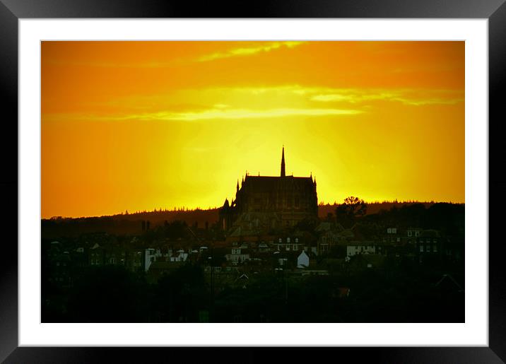 Arundel Cathedral at Sunset Framed Mounted Print by graham young