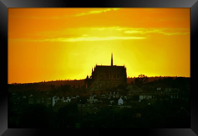 Arundel Cathedral at Sunset Framed Print by graham young