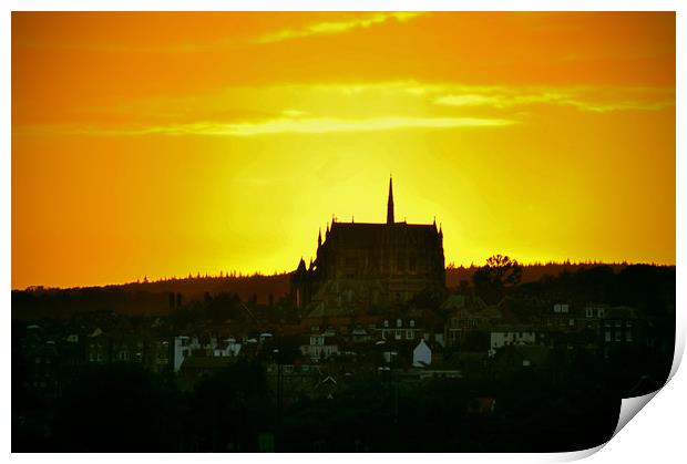 Arundel Cathedral at Sunset Print by graham young