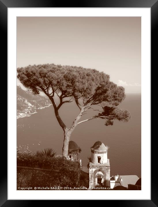 Ravello Vista Sepia Framed Mounted Print by Michelle BAILEY